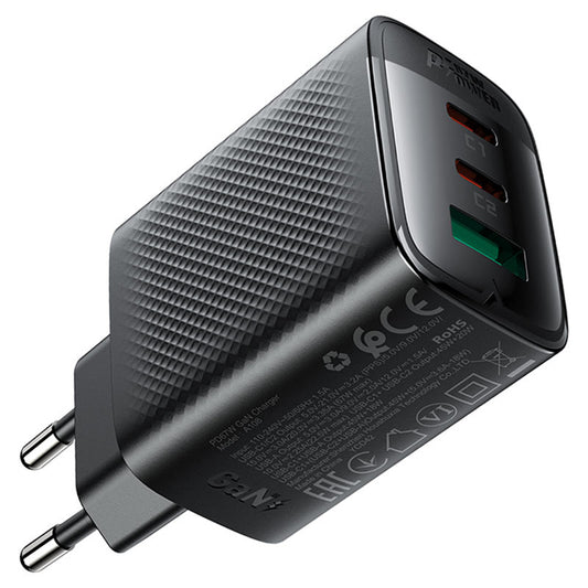 Acefast A108 Network Charger, 67W, 3A, 1 x USB-A - 2 x USB-C, Black
