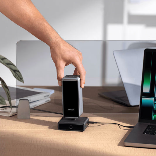 Anker Network Charger for Prime external battery, 100W, 3A, 1 x Pogo Pin - 1 x USB-C - 2 x USB-A, Black A190902311