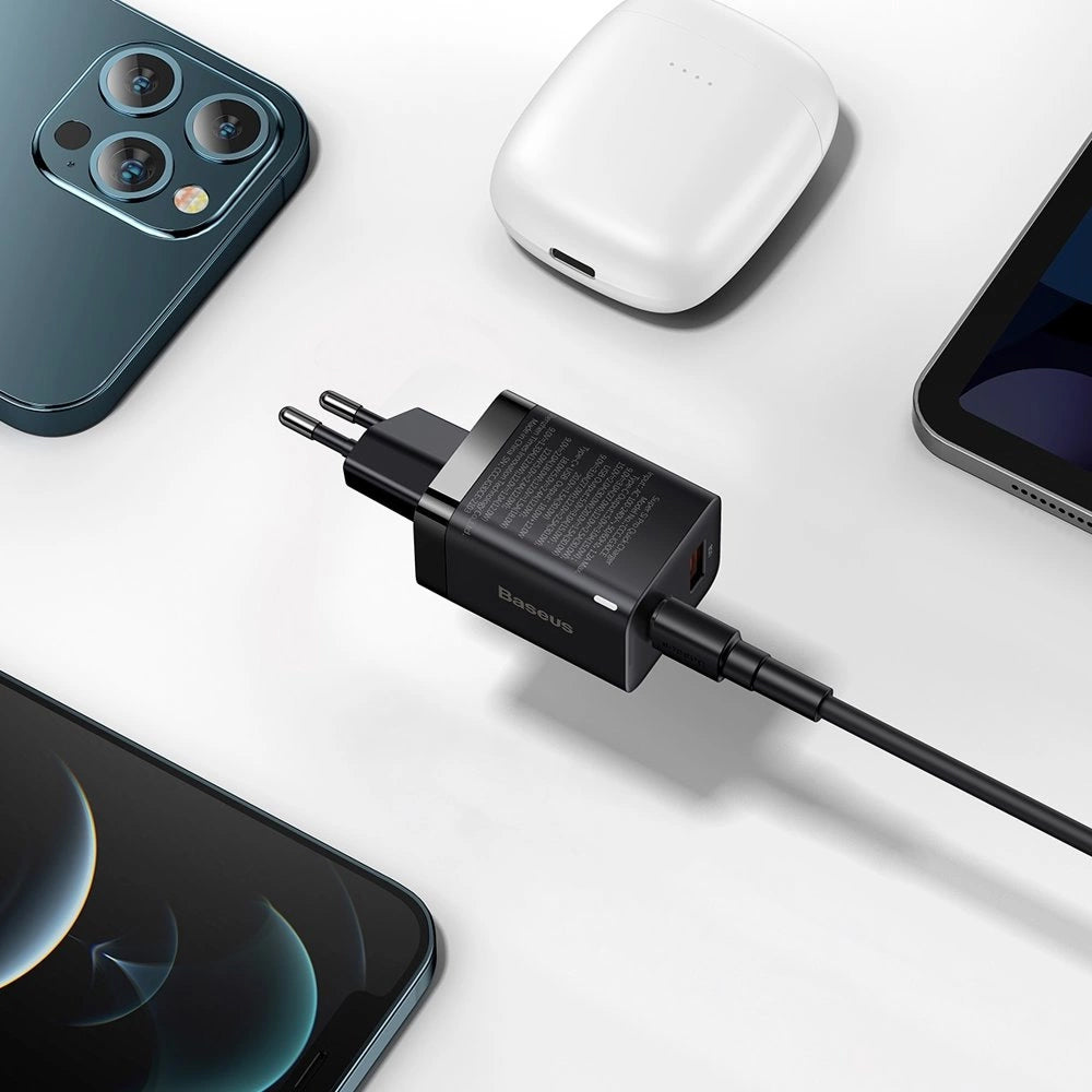 Network Charger Baseus Super Si Pro, 30W, 3A, 1 x USB-A - 1 x USB-C, Black CCSUPP-E01