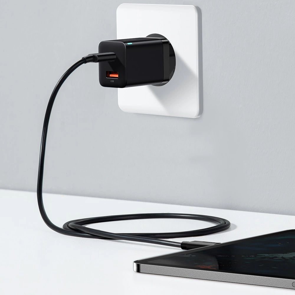 Network Charger Baseus Super Si Pro, 30W, 3A, 1 x USB-A - 1 x USB-C, Black CCSUPP-E01