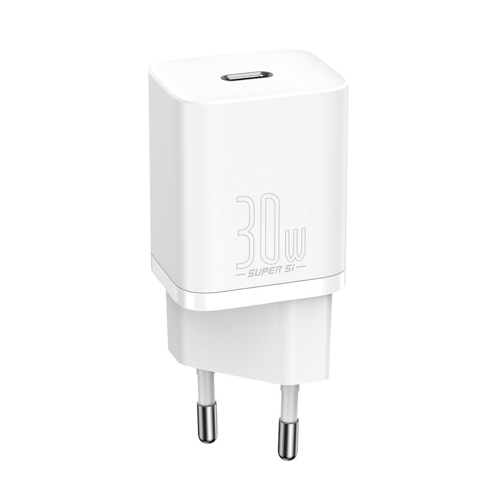 Network Charger Baseus Super Si 1C, 30W, 3A, 1 x USB-C, White CCSUP-J02