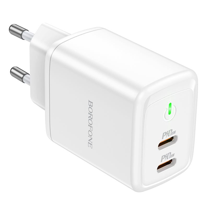 Network Charger Borofone BN9, 35W, 3A, 2 x USB-C, White