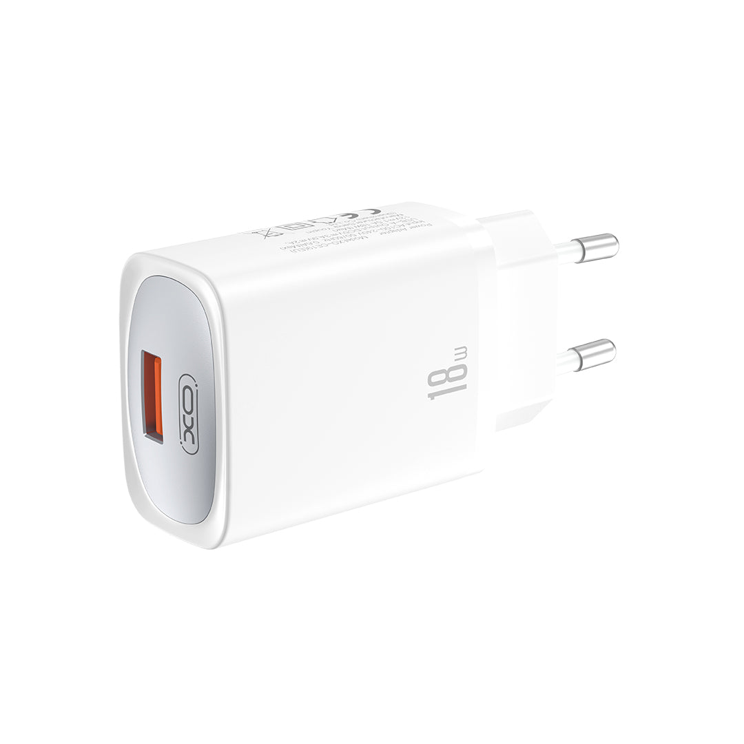 Network Charger with Lightning Cable XO Design CE19, 18W, 3A, 1 x USB-A, White
