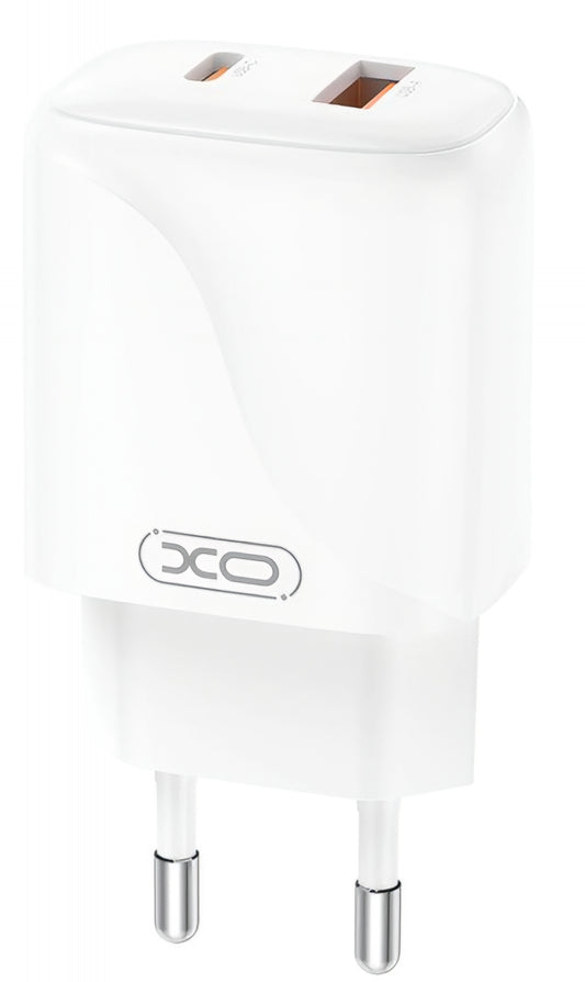 Network Charger with USB-C Cable XO Design L158, 20W, 3A, 1 x USB-A - 1 x USB-C, White