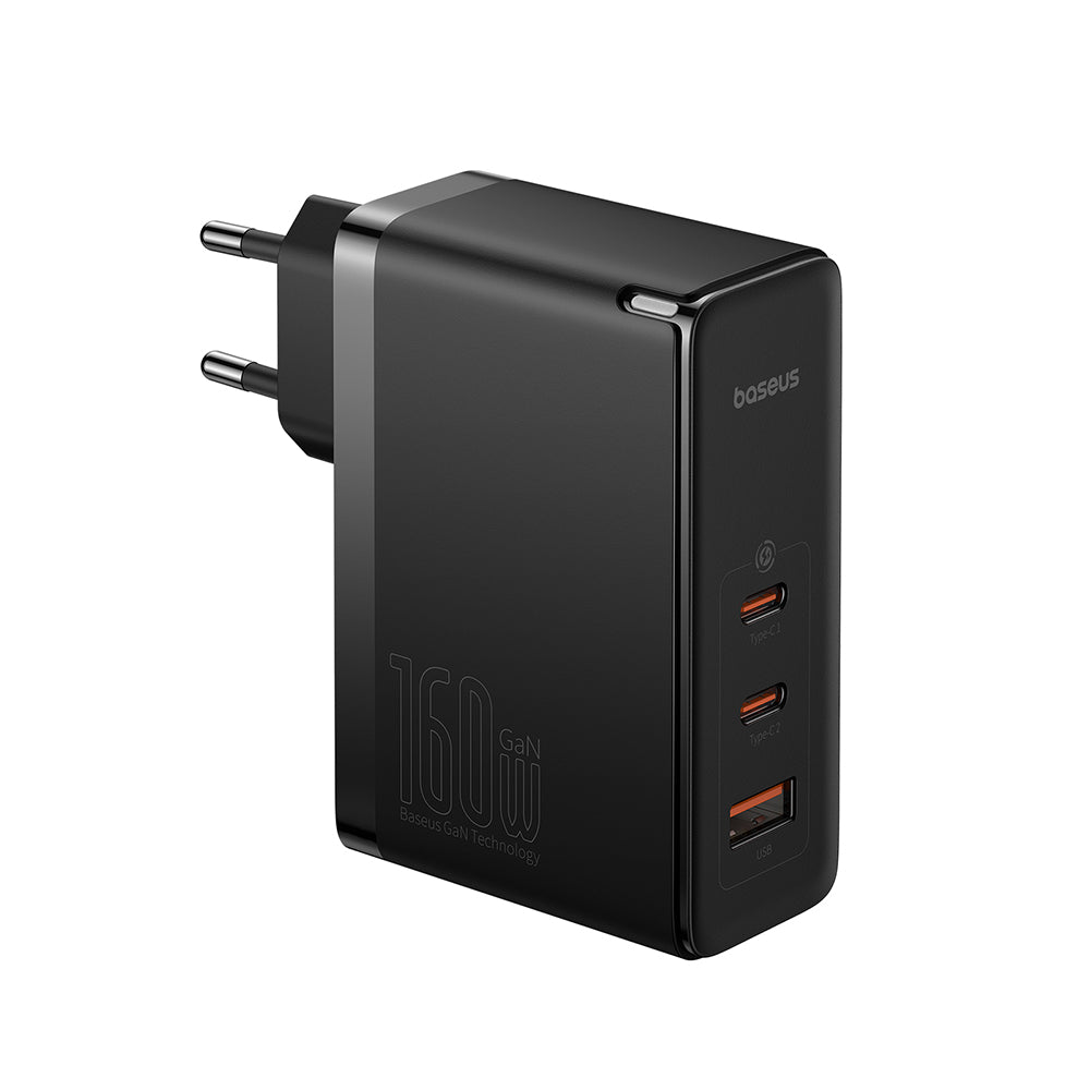 Baseus GaN5 Pro Network Charger with USB-C Cable, 160W, 5A, 1 x USB-A - 2 x USB-C, Black P10110825113-00