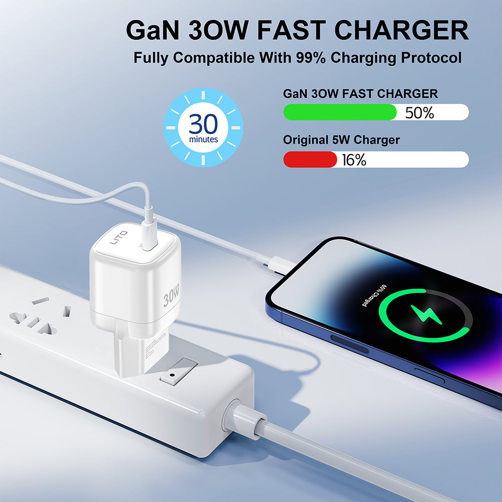 Lito LC11 Network Charger, 30W, 3A, 1 x USB-C, Black