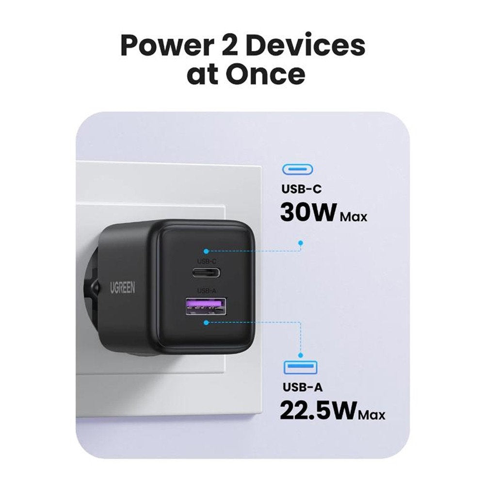 UGREEN X516 Network Charger, 30W, 3A, 1 x USB-A - 1 x USB-C, Pink