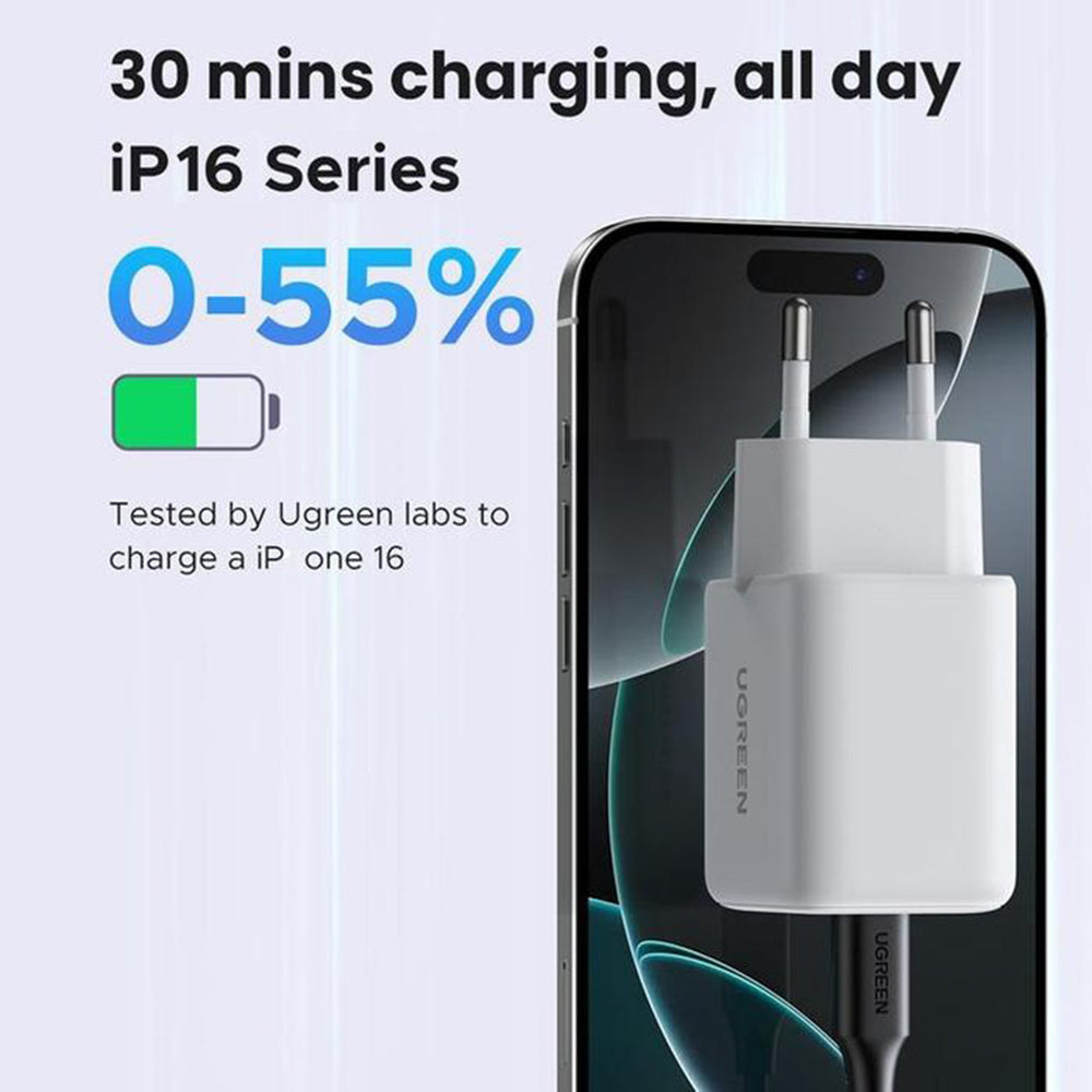 UGREEN X516 Network Charger, 30W, 3A, 1 x USB-A - 1 x USB-C, Pink
