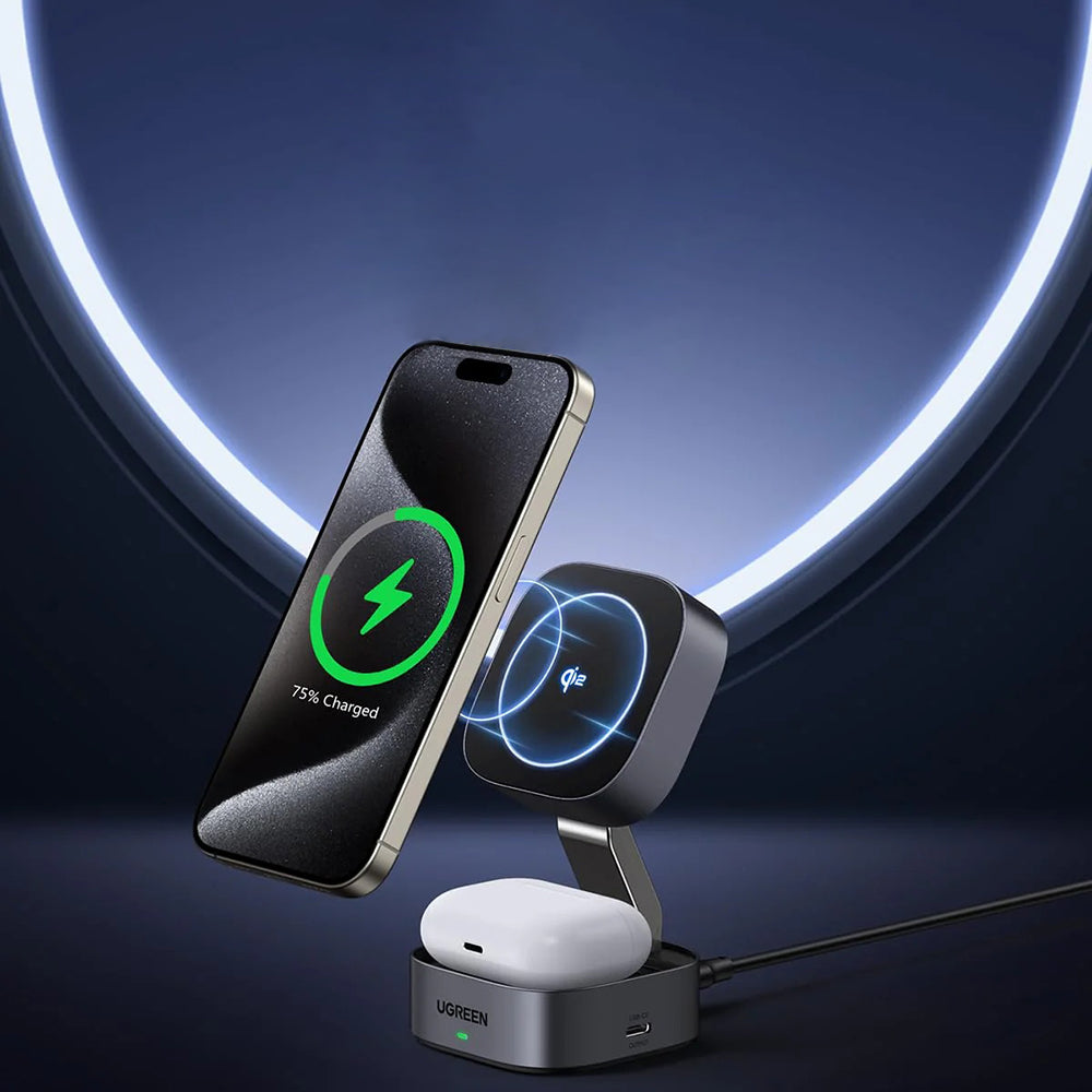 UGREEN W702 3in1 Wireless Network Charger, 20W, 1.67A, 1 x USB-C, Black
