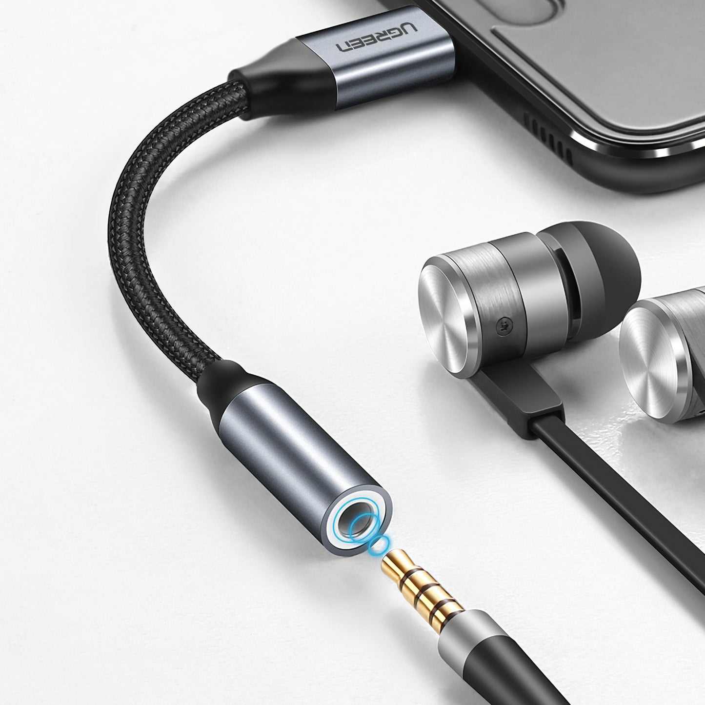 USB-C to 3.5mm Audio Adapter UGREEN AV142, Gray