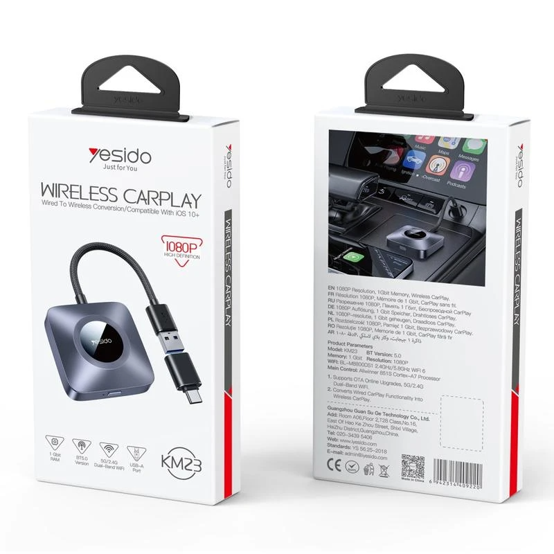 Yesido KM23 Wireless Carplay Adapter for Apple iPhone Series