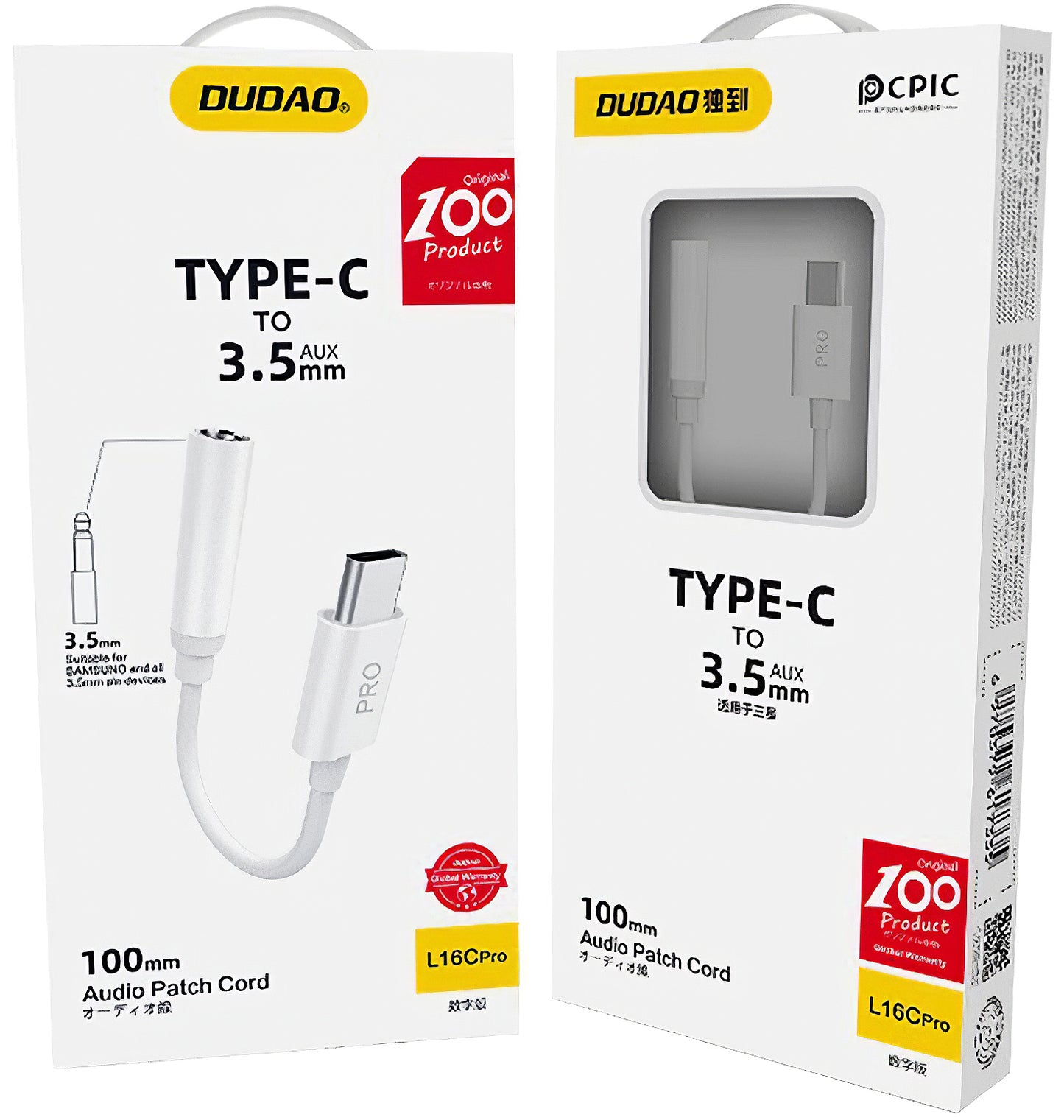 Audio Adapter USB-C - 3.5mm Dudao L16CPro, White