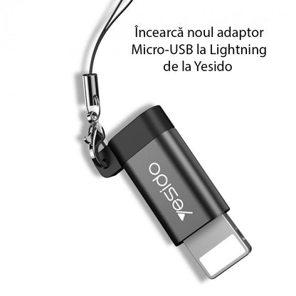 MicroUSB - Lightning Data and Charging Adapter Yesido GS05, Black