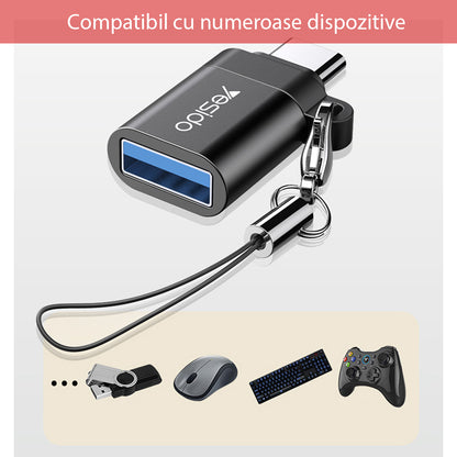 OTG USB-C to USB-A Adapter Yesido GS06, Black