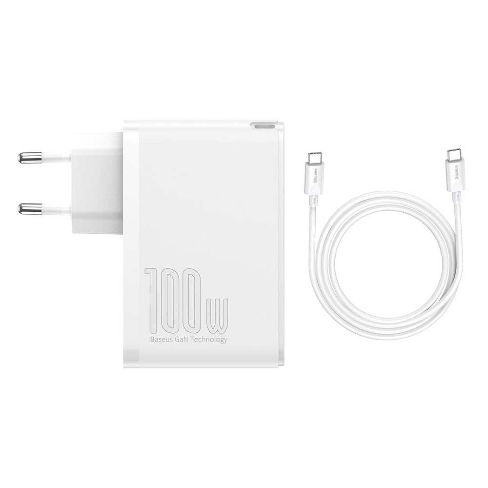 Baseus GaN2 Pro Network Charger, 100W, 3A, 2 x USB-A - 2 x USB-C, White CCGAN2P-L02