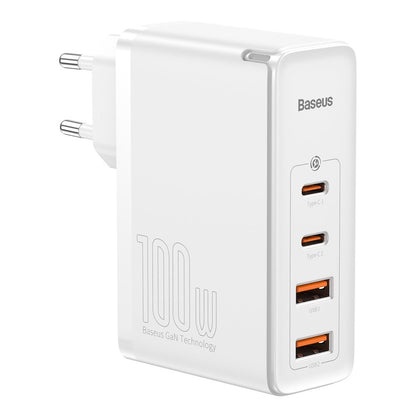 Baseus GaN2 Pro Network Charger, 100W, 3A, 2 x USB-A - 2 x USB-C, White CCGAN2P-L02