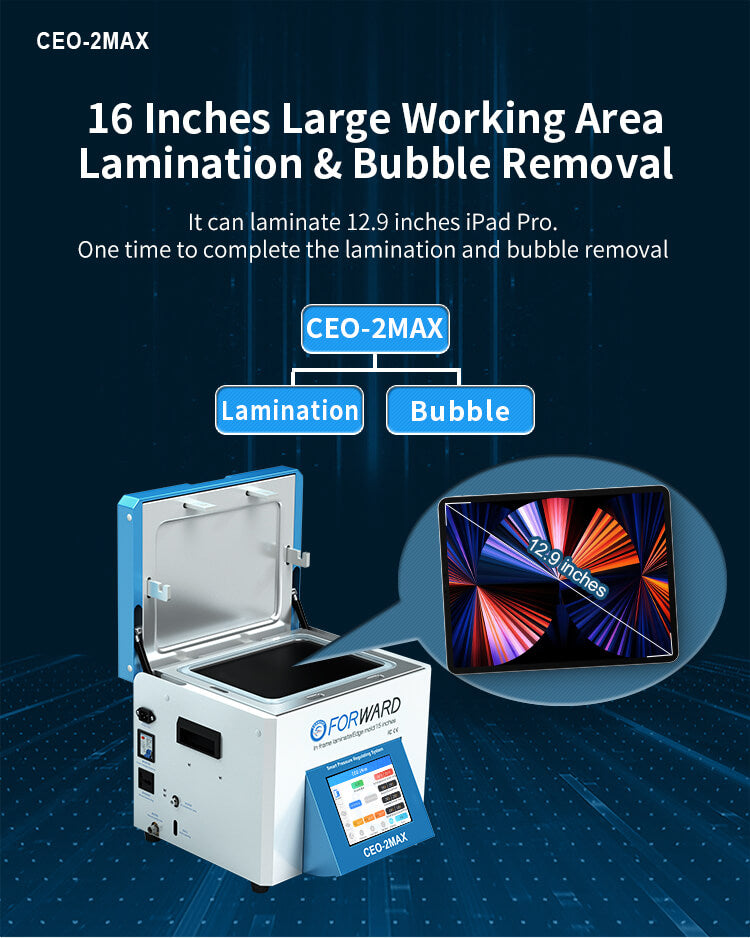OCA Laminating Machine / Bubble Removal Package + Air Compressor + Vacuum Pump Forward CEO-2Max + FW-122B + FW-126S