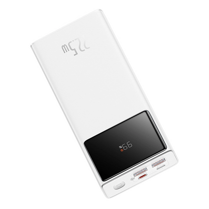 Baseus EnerFill FP41 External Battery, 30000mAh, 22.5W, QC + PD, 1 x USB-C - 2 x USB-A, White E0027K01