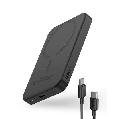 Baseus Magnetic Mini Wireless External Battery, 5000mAh, 20W, PD + FQI, 1 x QI - 1 x USB-C, Black P10022107113-00