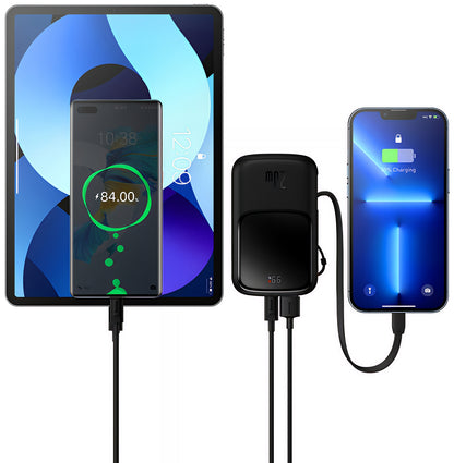 Baseus Qpow Pro External Battery, 20000mAh, 20W, QC + PD, 1 x Lightning - 1 x USB-A - 1 x USB-C, Black PPQD060201
