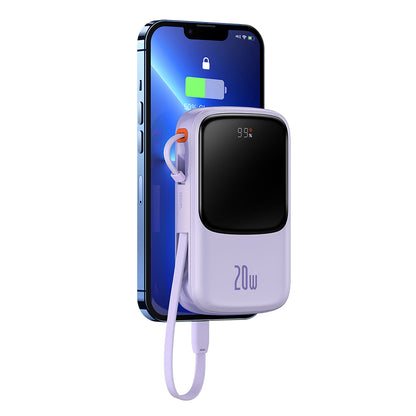 Baseus Qpow Pro External Battery, 20000mAh, 20W, QC + PD, 1 x Lightning - 1 x USB-A - 1 x USB-C, Purple PPQD030005
