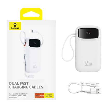 Baseus Qpow2 External Battery, 20000mAh, 22.5W, QC + PD, 1 x Lightning - 1 x USB-A - 2 x USB-C, White P10055002223-00