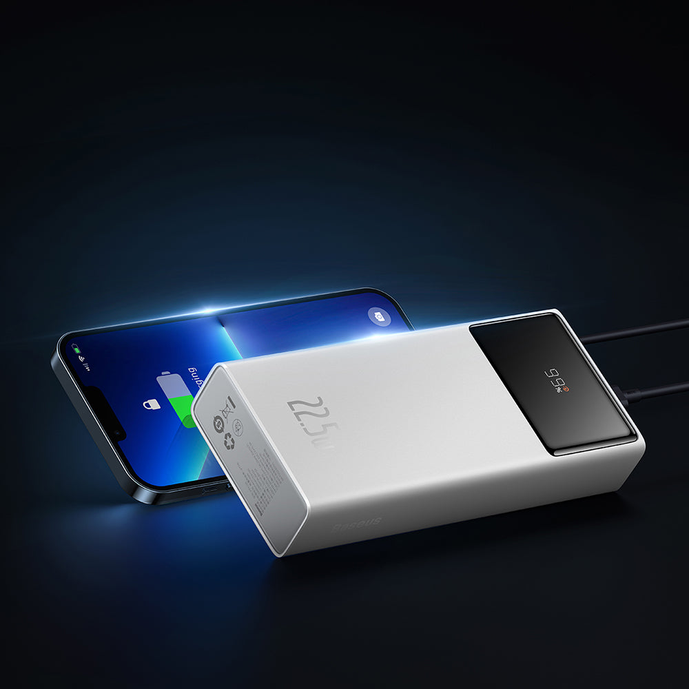 Baseus Star Lord External Battery, 20000mAh, 22.5W, QC + PD, 1 x USB-C - 2 x USB-A, White PPXJ080002