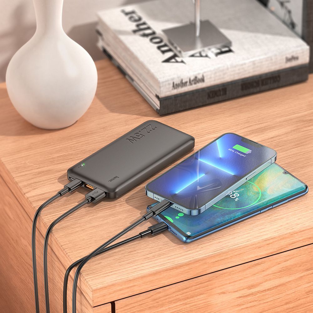 External Battery HOCO J101, 10000mAh, 22.5W, QC + PD, 1 x USB-C - 2 x USB-A, Black