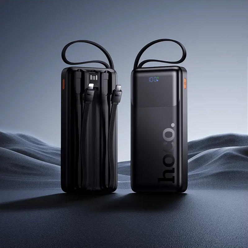 HOCO J156 Founder External Battery, 10000mAh, 22.5W, QC + PD, 1 x Lightning - 1 x microUSB - 1 x USB-A - 2 x USB-C, Black