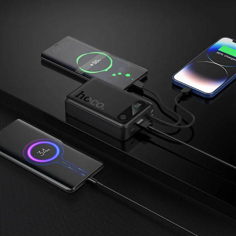 HOCO J171A External Battery, 20000mAh, 22.5W, QC + PD, 1 x Lightning - 1 x USB-A - 2 x USB-C, Black