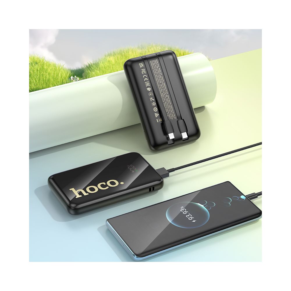 HOCO Q37 External Battery, 10000mAh, 22.5W, QC + PD, 1 x Lightning - 1 x USB-A - 2 x USB-C, Black