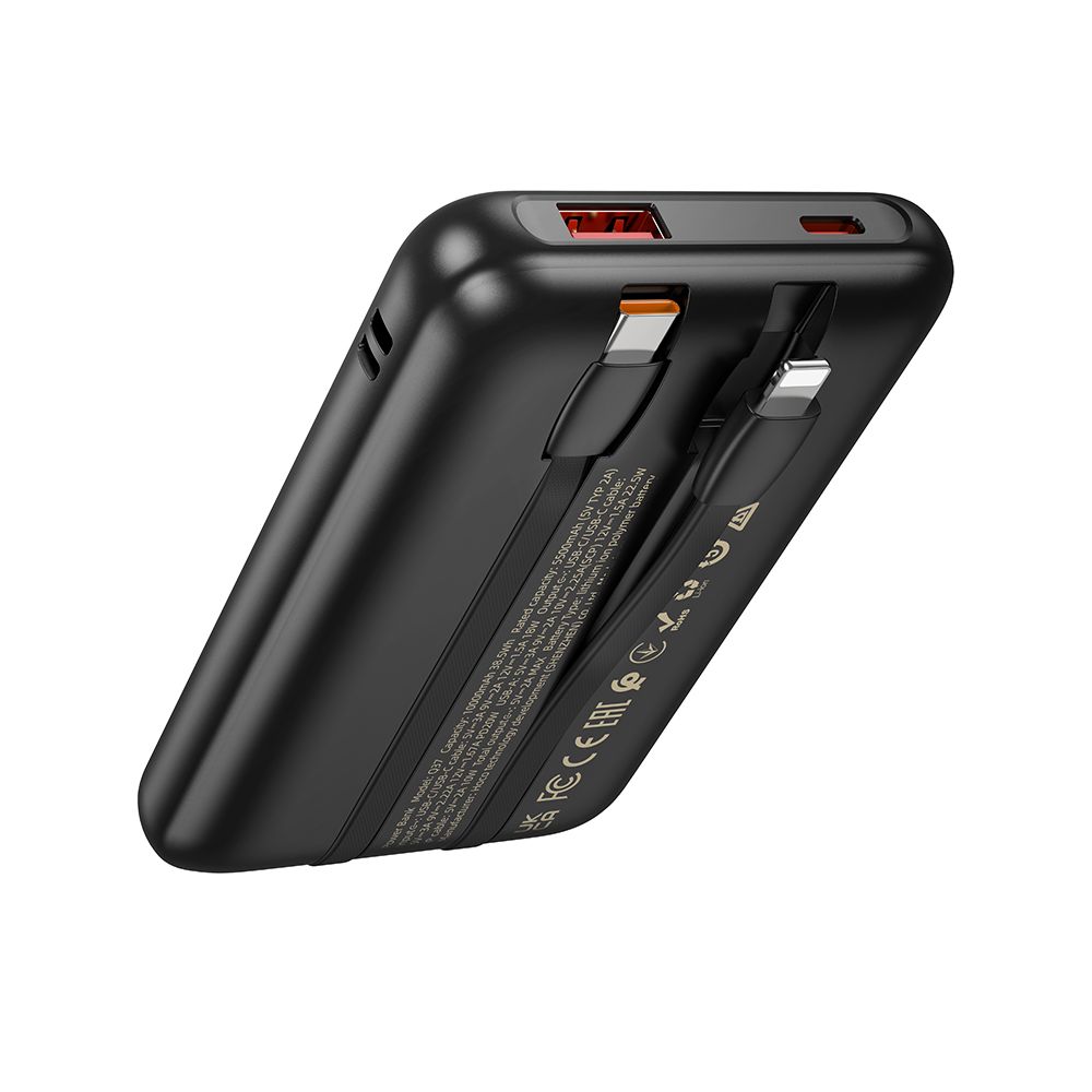 HOCO Q37 External Battery, 10000mAh, 22.5W, QC + PD, 1 x Lightning - 1 x USB-A - 2 x USB-C, Black