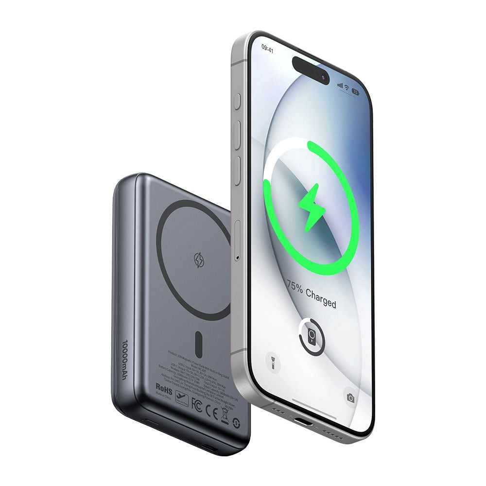 McDodo MC-8371 Meta Wireless External Battery, 10000mAh, 20W, PD + FQI, 1 x QI - 1 x USB-C, Grey