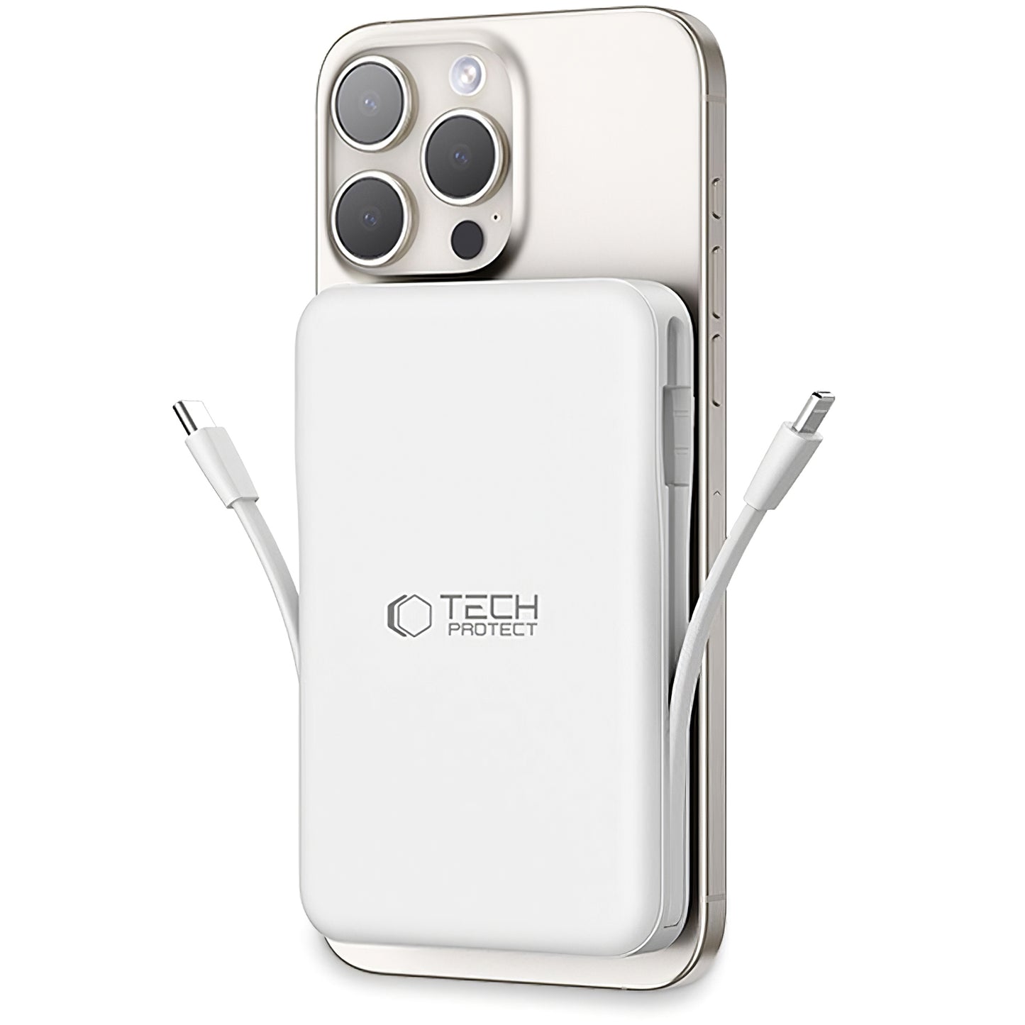 Wireless External Battery Tech-Protect PB31 LifeMag, 10000mAh, 15W, FQI, 1 x Lightning - 1 x QI - 1 x USB-A - 1 x USB-C, White