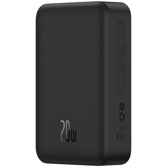 Baseus Magnetic Mini Wireless External Battery, 20000mAh, 20W, PD + FQI, 1 x QI - 1 x USB-C, Black PPCX150001