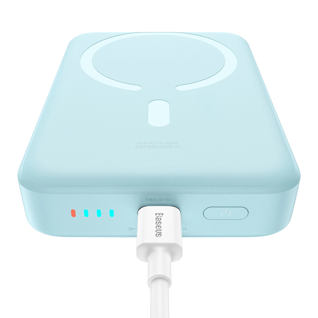 Baseus Magnetic Mini Wireless External Battery, 10000mAh, 30W, PD + FQI, 1 x QI - 1 x USB-C, Blue PPCX110203