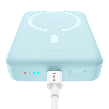 Baseus Magnetic Mini Wireless External Battery, 10000mAh, 30W, PD + FQI, 1 x QI - 1 x USB-C, Blue PPCX110203
