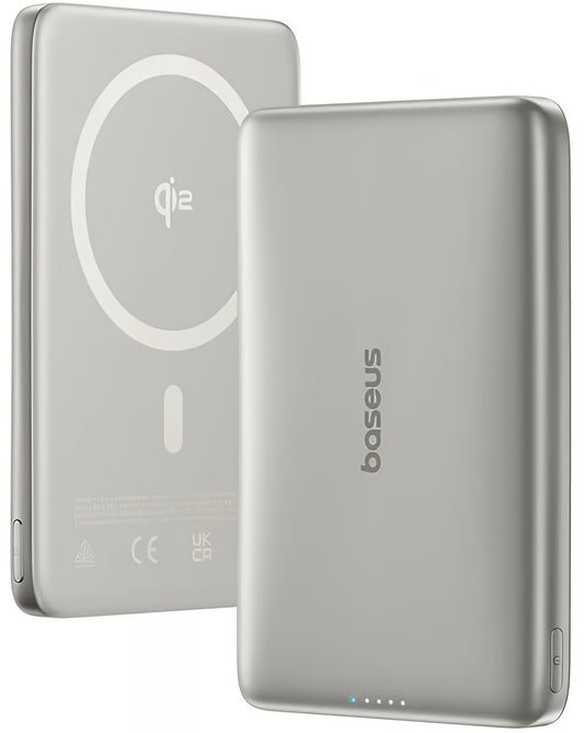 Baseus PicoGo AM41 Wireless External Battery, 10000mAh, 27W, PD + FQI, 1 x QI - 1 x USB-C, Beige E0027203