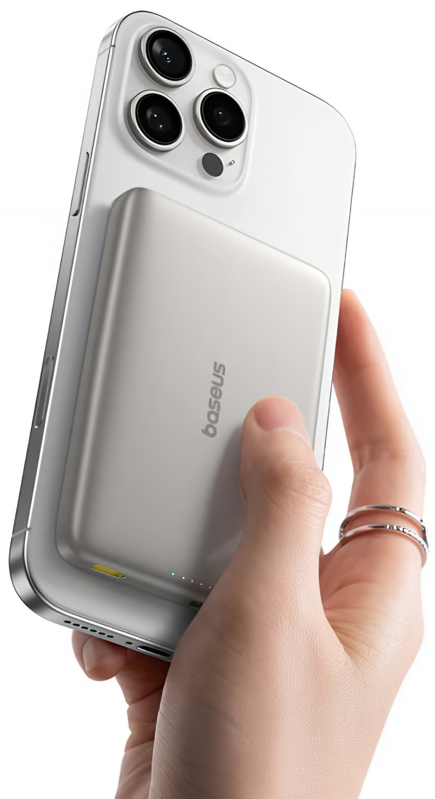 Baseus PicoGo AM41 Wireless External Battery, 10000mAh, 27W, PD + FQI, 1 x QI - 1 x USB-C, Beige E0027203