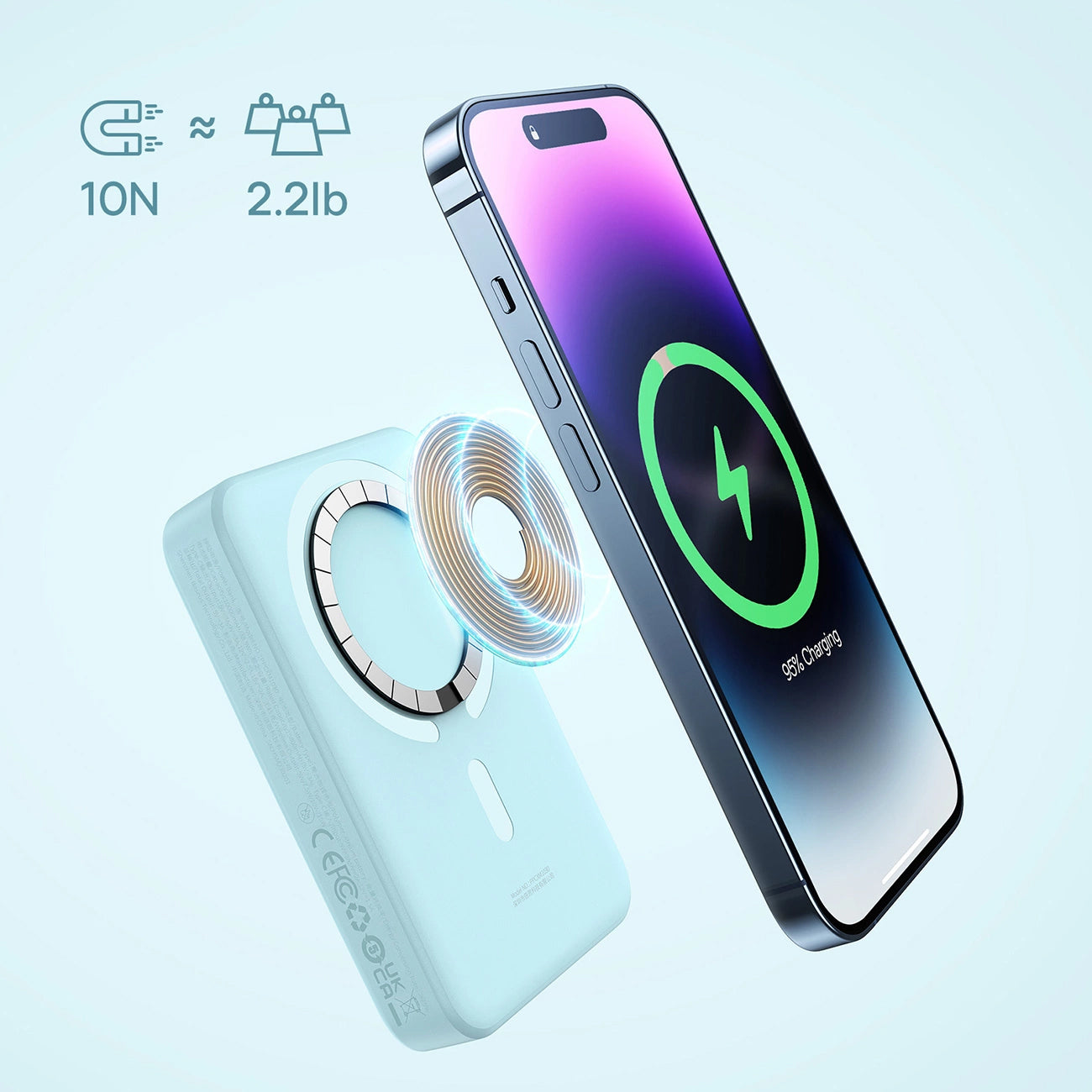 Baseus Magnetic Mini Wireless External Battery, 10000mAh, 30W, PD + FQI, 1 x QI - 1 x USB-C, Blue PPCX110203