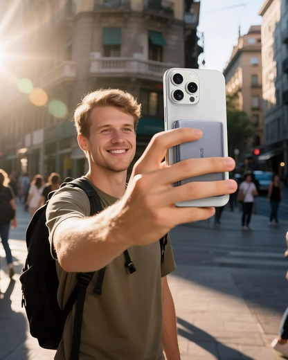 Baseus PicoGo AM41 Wireless External Battery, 10000mAh, 27W, PD + FQI, 1 x QI - 1 x USB-C, Gray E0027200