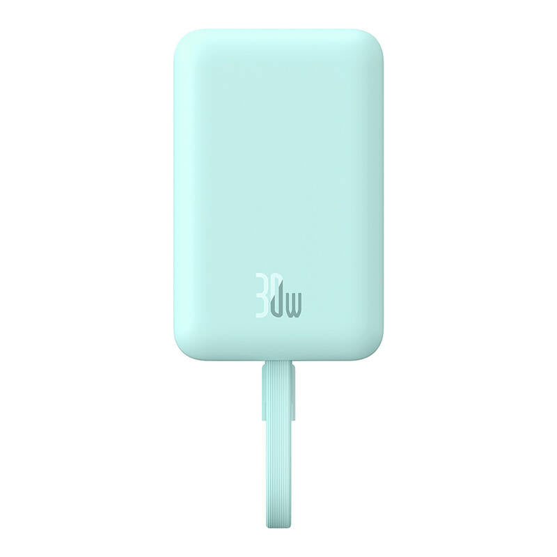 Baseus Magnetic Mini Wireless External Battery, 10000mAh, 30W, PD + FQI, 1 x Lightning - 1 x QI - 1 x USB-C, Blue P1002210B333-00