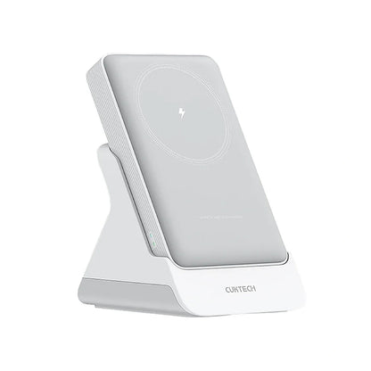 Cuktech Wireless External Battery WPB100N, 10000mAh, 20W, PD + QI, 1 x QI - 1 x USB-C, White CKWPB100NGLGR