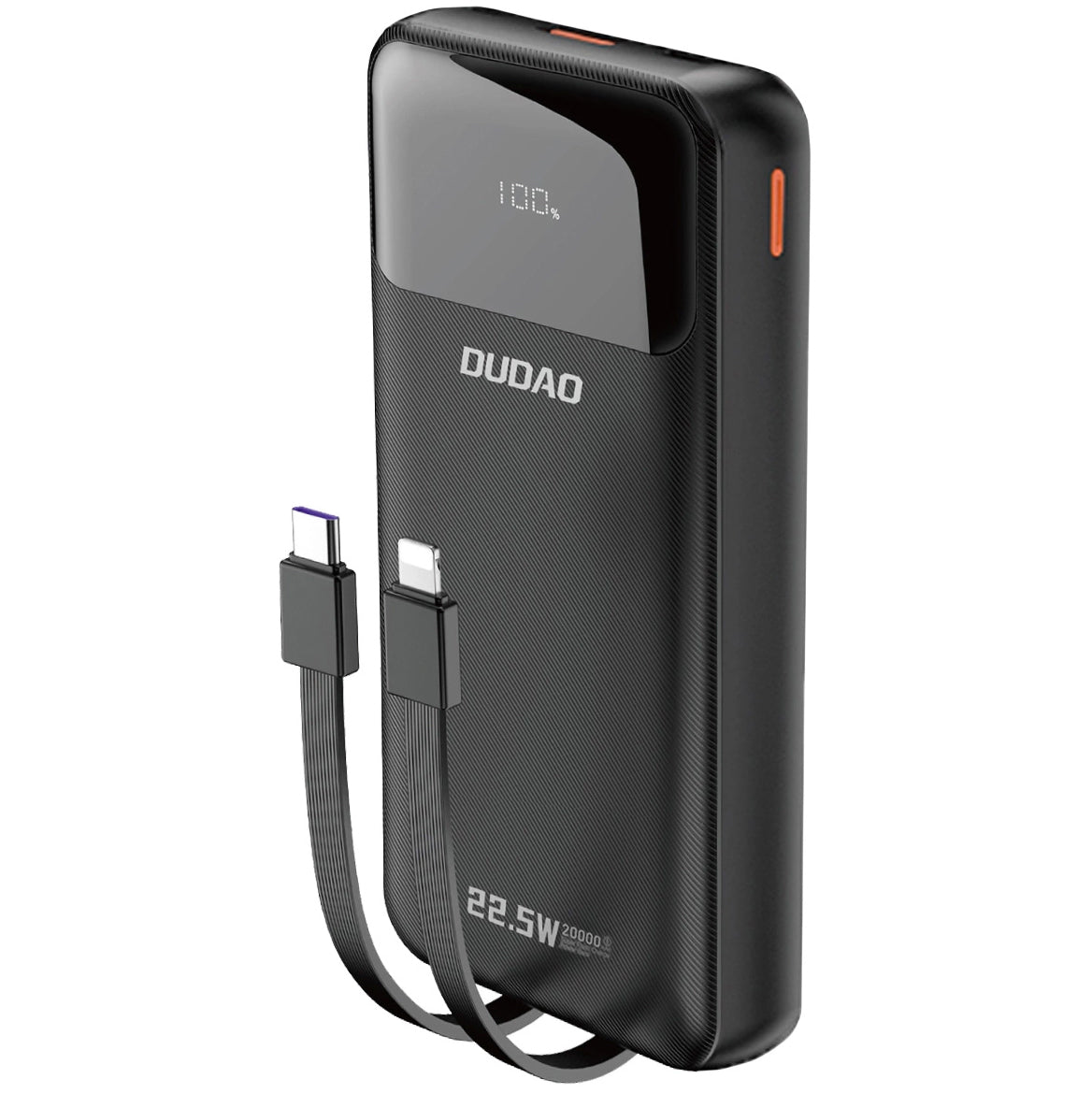 Dudao K15Pro External Battery, 20000mAh, 22.5W, QC + PD, 1 x USB-A - 1 x USB-C, Black