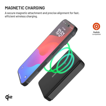 Fixed MagZen 10 Pro Wireless External Battery, 10000mAh, 30W, PD + FQI, 1 x QI - 1 x USB-C, Black