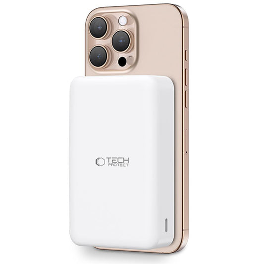 Wireless External Battery Tech-Protect PB12 LifeMag, 20000mAh, 20W, QC + PD + FQI, 1 x QI - 1 x USB-A - 1 x USB-C, White