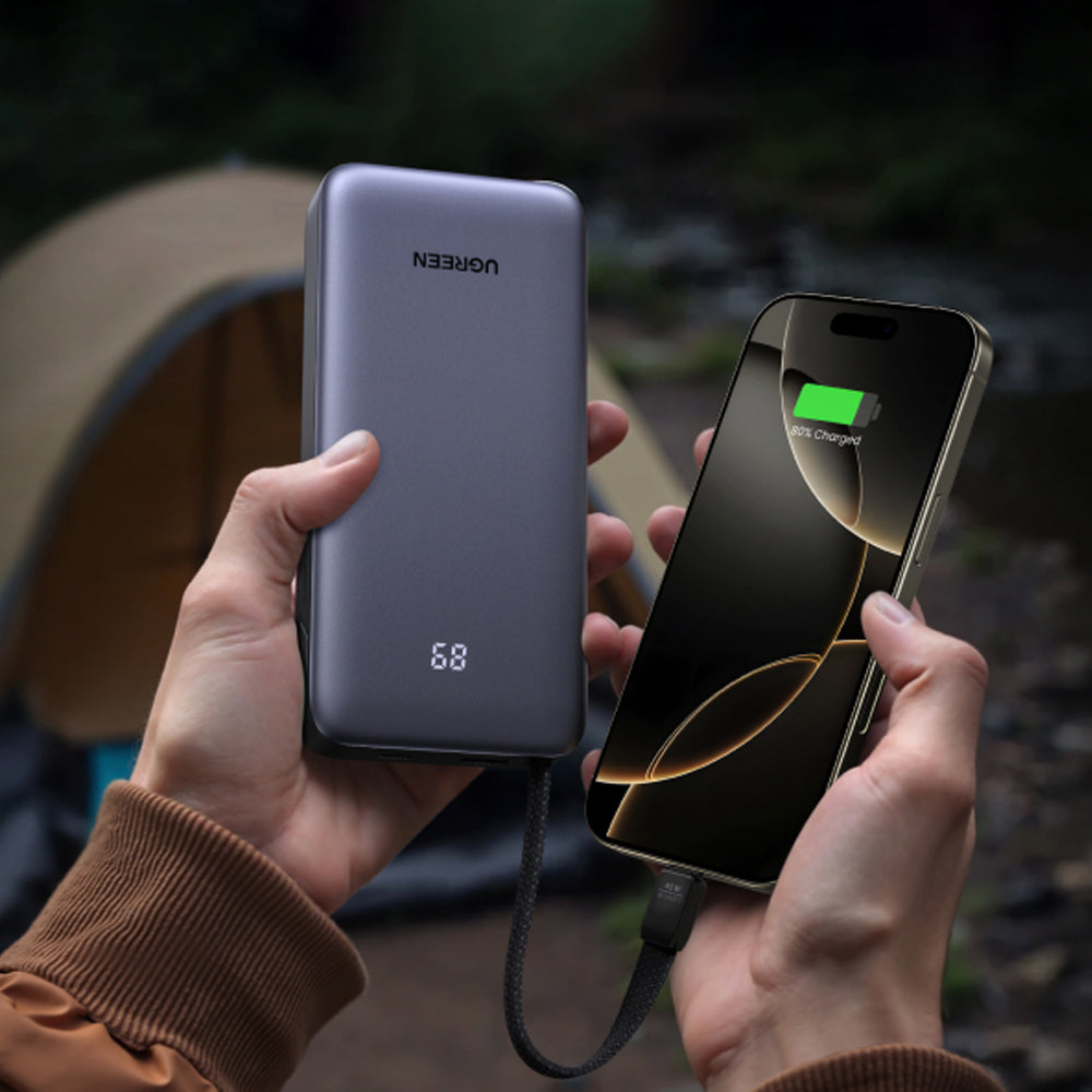 UGREEN PB536 External Battery (55988B), 20000mAh, 45W, QC + PD, 1 x USB-A - 2 x USB-C, Gray