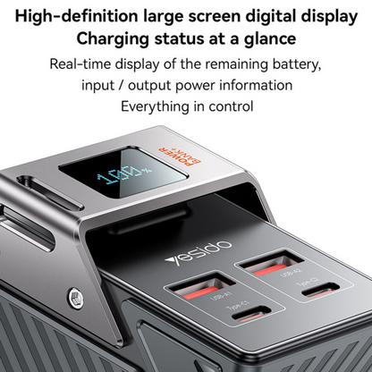 Yesido YP62 External Battery, 30000mAh, 22.5W, QC + PD, 2 x USB-A - 2 x USB-C, Black
