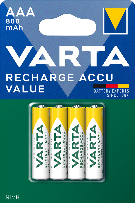 Varta Professional Rechargeable Battery, AAA / LR3, 800mAh, Set of 4 pieces