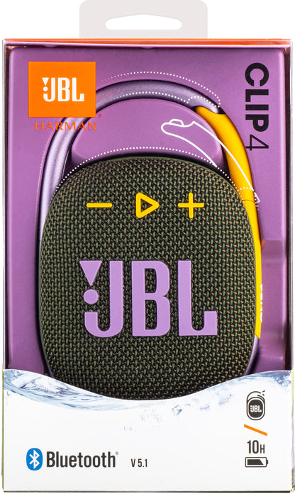 JBL Clip 4 Portable Bluetooth Speaker, 5W, Pro Sound, Waterproof, Green JBLCLIP4GRN